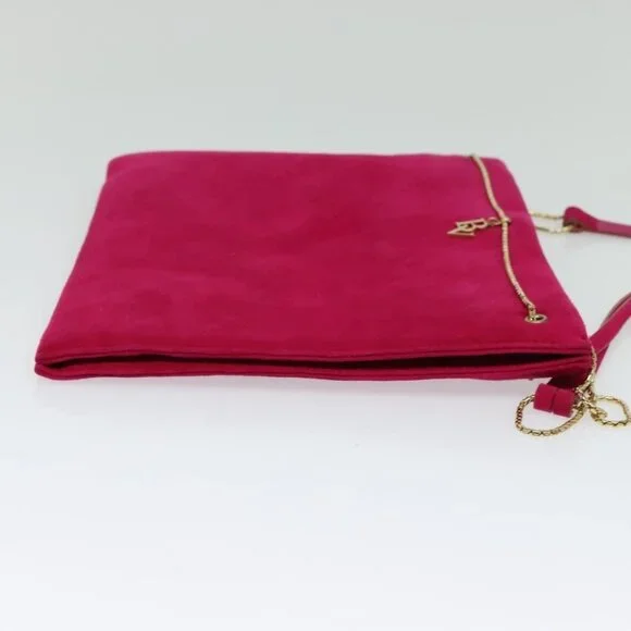 Authentic BOTTEGA VENETA Shoulder Bag Suede Pink Gold